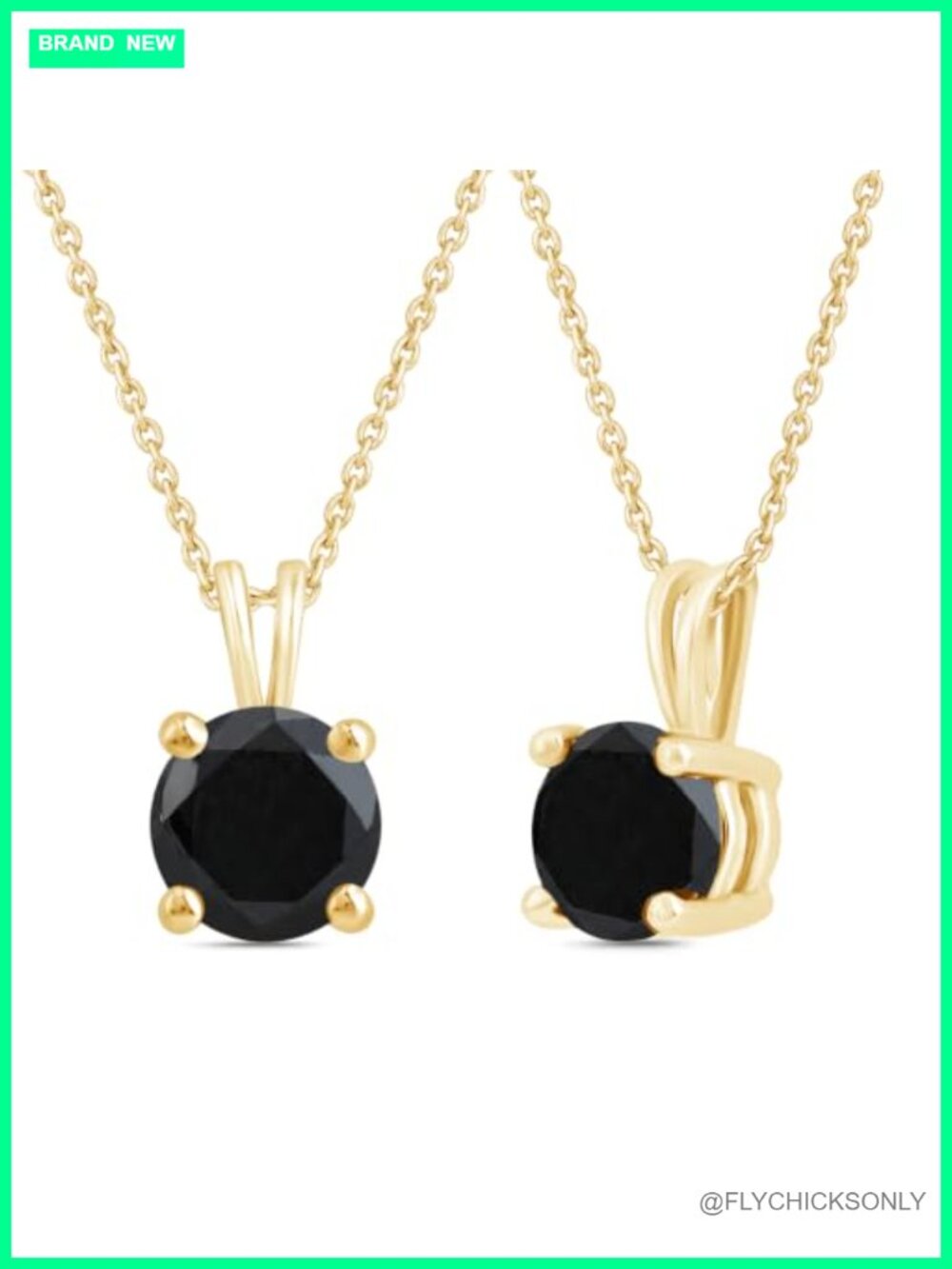 DEWBERRY 1.50 cttw Round Black Diamond Solitaire Pendant Necklace 14K Yellow